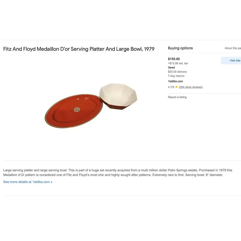 Fitz & Floyd Medallion d’Or  serving bowl and platter